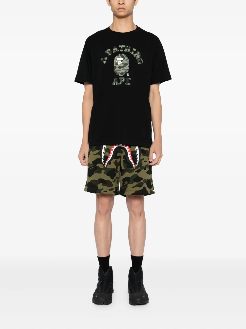 A BATHING APE® 1st Camo Shark track shorts detail